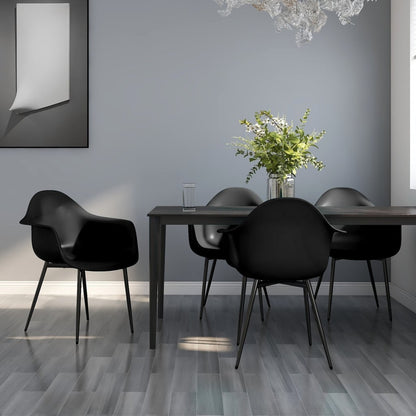 Two white vidaXL dining chairs with polypropylene seats and wooden legs, modern design, for kitchen or dining room use.