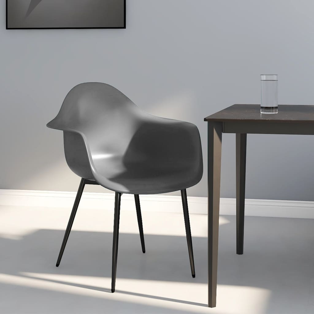 Pair of white polypropylene dining chairs from vidaXL, modern design with sleek legs, perfect for contemporary dining rooms.
