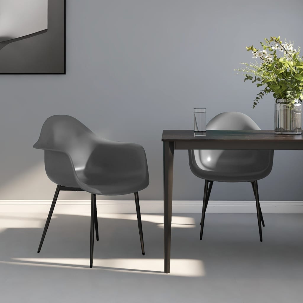 Pair of white vidaXL dining chairs with polypropylene seats and wooden legs, modern and stylish for dining room decor