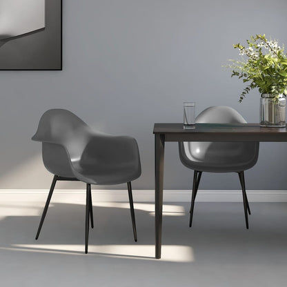 Pair of white vidaXL dining chairs with polypropylene seats and wooden legs, modern and stylish for dining room decor