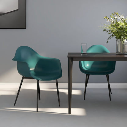 Pair of white PP dining chairs by vidaXL, modern design with sleek legs, suitable for kitchen or dining room setup.