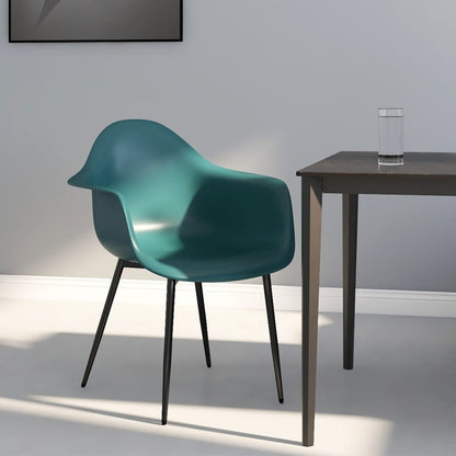 Pair of white PP dining chairs by vidaXL, showcasing modern design with sleek, sturdy construction and comfortable seating.