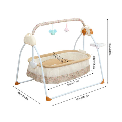 Portable Electric Bluetooth Baby Swing Cradle Bassinet Rocking Crib Infant Bed