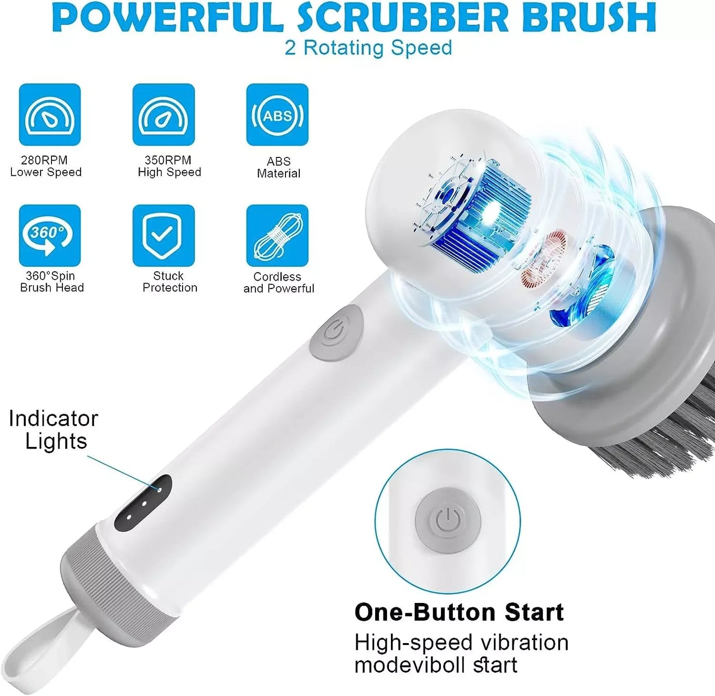 Electric Cleaning Brush Tool USB Charging For Housework Kitchen Dishwashing Brush Bathtub Tile Cleaning Brush IPX7 Waterproof