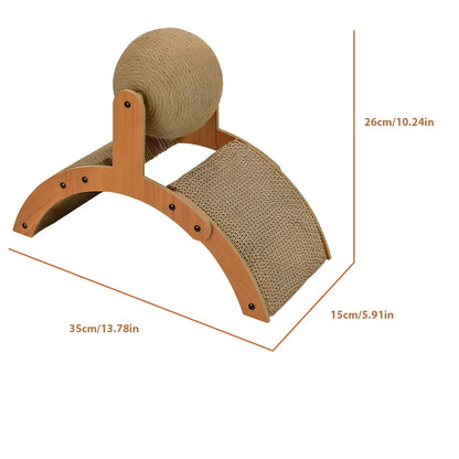 Cat Grinding Paw Toy 2In1 Cat Scratching Ball Wooden Cat Scratcher Sisal Scratch Board Wear-Resistant Solid Wood Scraper for Cat