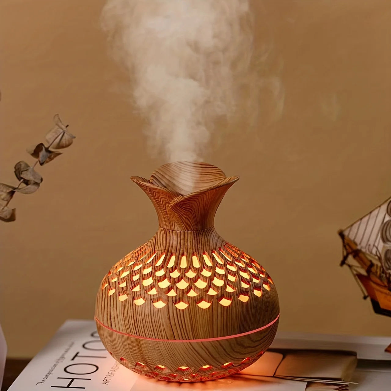 300ml wooden vase colorful light Cool Mist Air Humidifier Aromatherapy essential oil Diffuser usb mini Humidificador