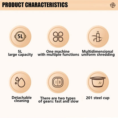 5L Meat grinder Electric Meat Grinders Stainless Steel Food Crusher Multifunctional Vegetable Slicer Chopper Mincer