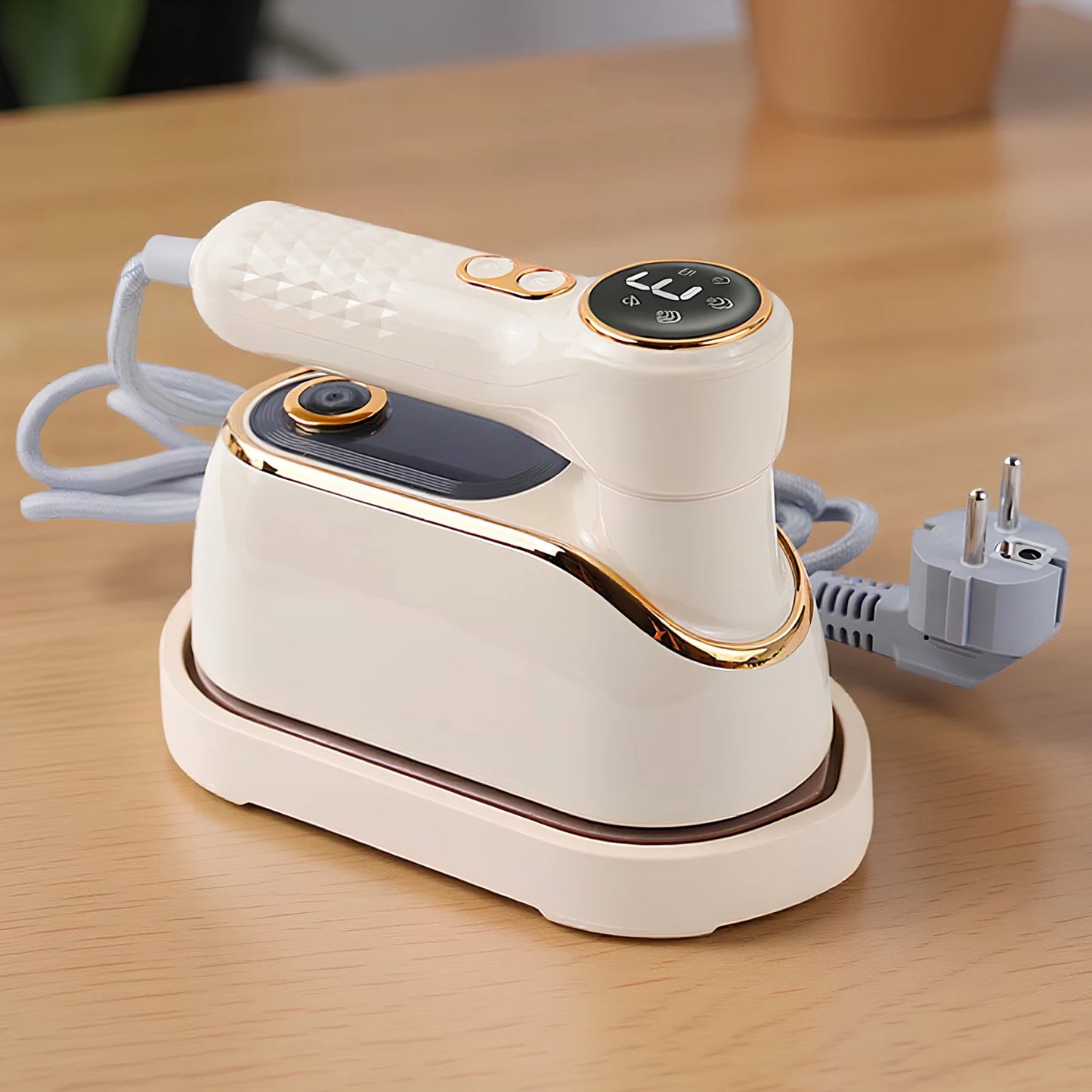 Portable Clothes Steamer with LCD Screen Handheld Hanging Iron with 180° Rotatable Handle 3 Steam Levels for Travel Home Office