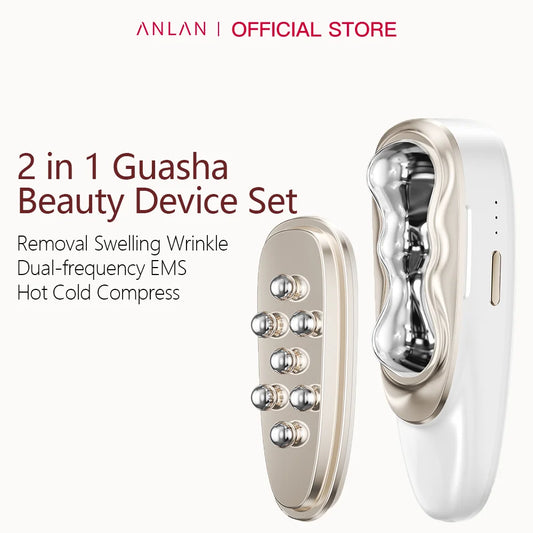 2 in 1 Guasha Beauty Device Set Facial Removal Swelling Wrinkle Dual-frequency EMS Skincare Hot Cold Body Guasha Massager