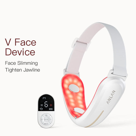 V-Face Lifting Beauty Device 4-pole Double Chin Remove EMS Facial Slimming Red/Blue Light Heat Massage Face Lift Machine