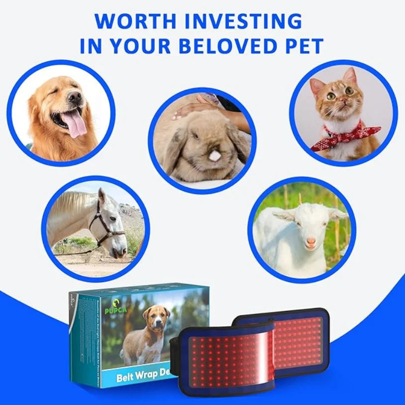 Red Light Therapy Belt for Animals Joint Pain Skin Disease 660nm 850nm 128 Diodes Cold Laser Therapy Device for Pets Pain Relief