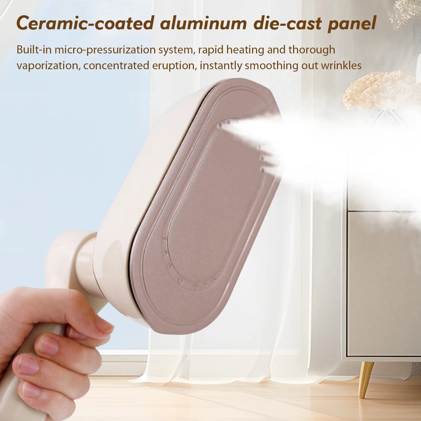 Portable Clothes Steamer with LCD Screen Handheld Hanging Iron with 180° Rotatable Handle 3 Steam Levels for Travel Home Office