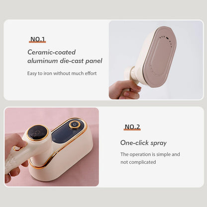 Portable Clothes Steamer with LCD Screen Handheld Hanging Iron with 180° Rotatable Handle 3 Steam Levels for Travel Home Office