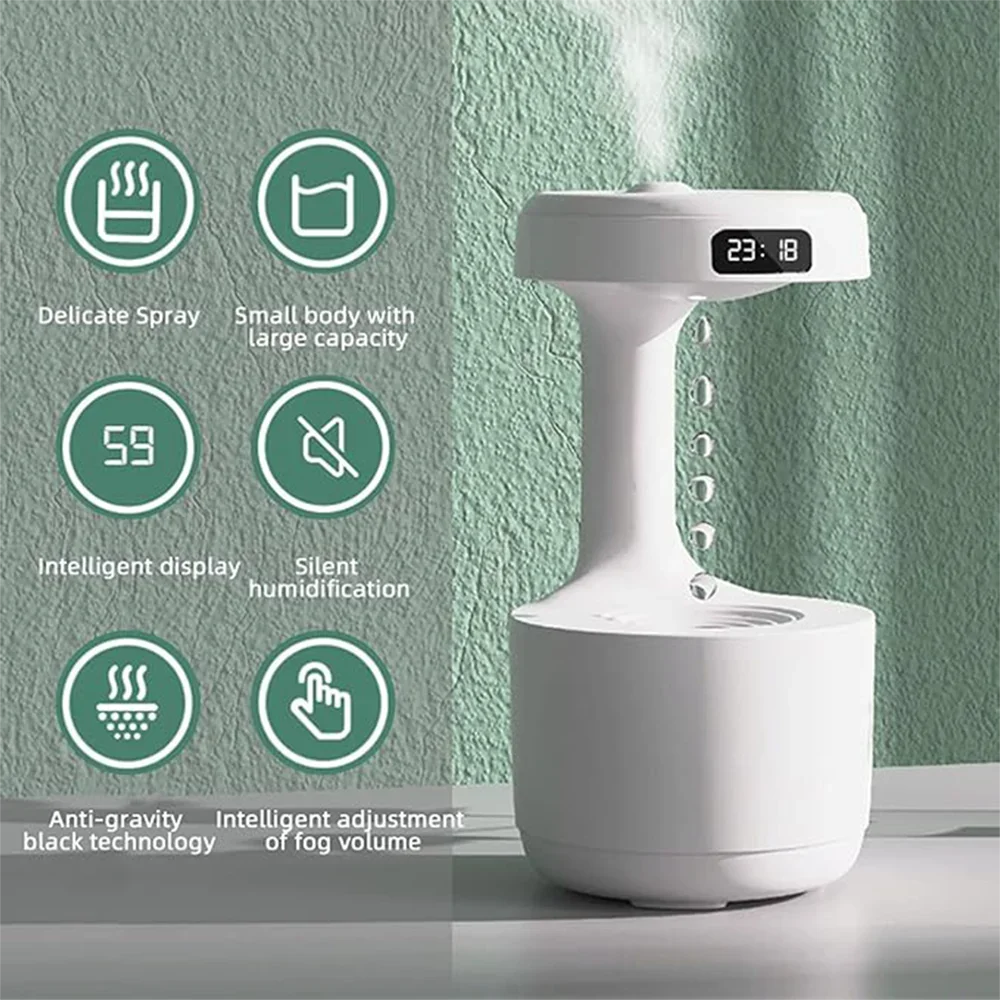 Livoshop household humidifier for bedroom with smart display, mini silent water drop backflow anti-gravity moist air spray