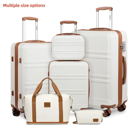 Fashion Luggage Set, Lightweight ABS Hard Shell Trolley Suitcases with TSA Lock, 4 Spinner Wheels (2/3/4/6 Pcs Set)