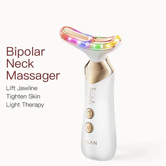 Dual Polar Neck Beauty Device Anti-aging Remove Double Chin EMS Facia Lifting 5-color Photon Warm Facial Massager 24K Gold