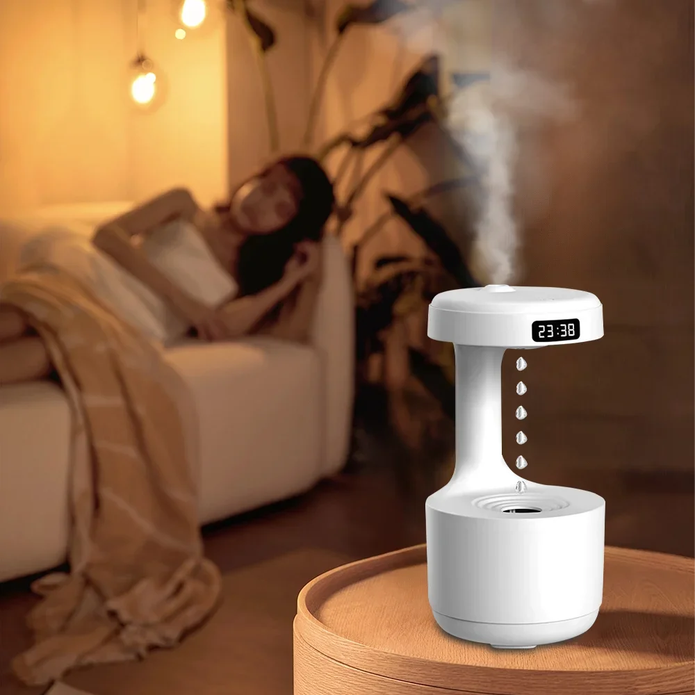 Livoshop household mini humidifier with smart display, water drop backflow prevention, silent operation, and moist air spray for bedrooms.
