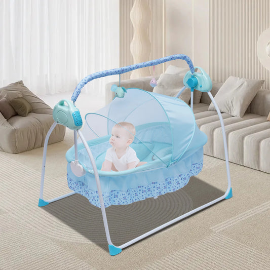 Electric Bluetooth Baby Swing Cradle Bassinet Rocking Crib, Portable Infant Bed, Automatic Swinging Baby Rocking Chair