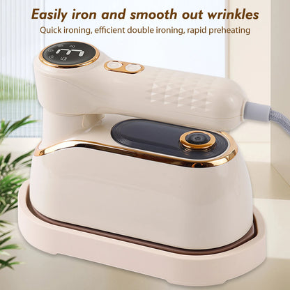 Portable Clothes Steamer with LCD Screen Handheld Hanging Iron with 180° Rotatable Handle 3 Steam Levels for Travel Home Office