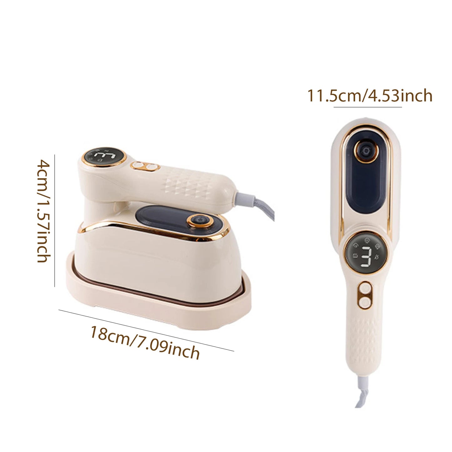 Portable Clothes Steamer with LCD Screen Handheld Hanging Iron with 180° Rotatable Handle 3 Steam Levels for Travel Home Office