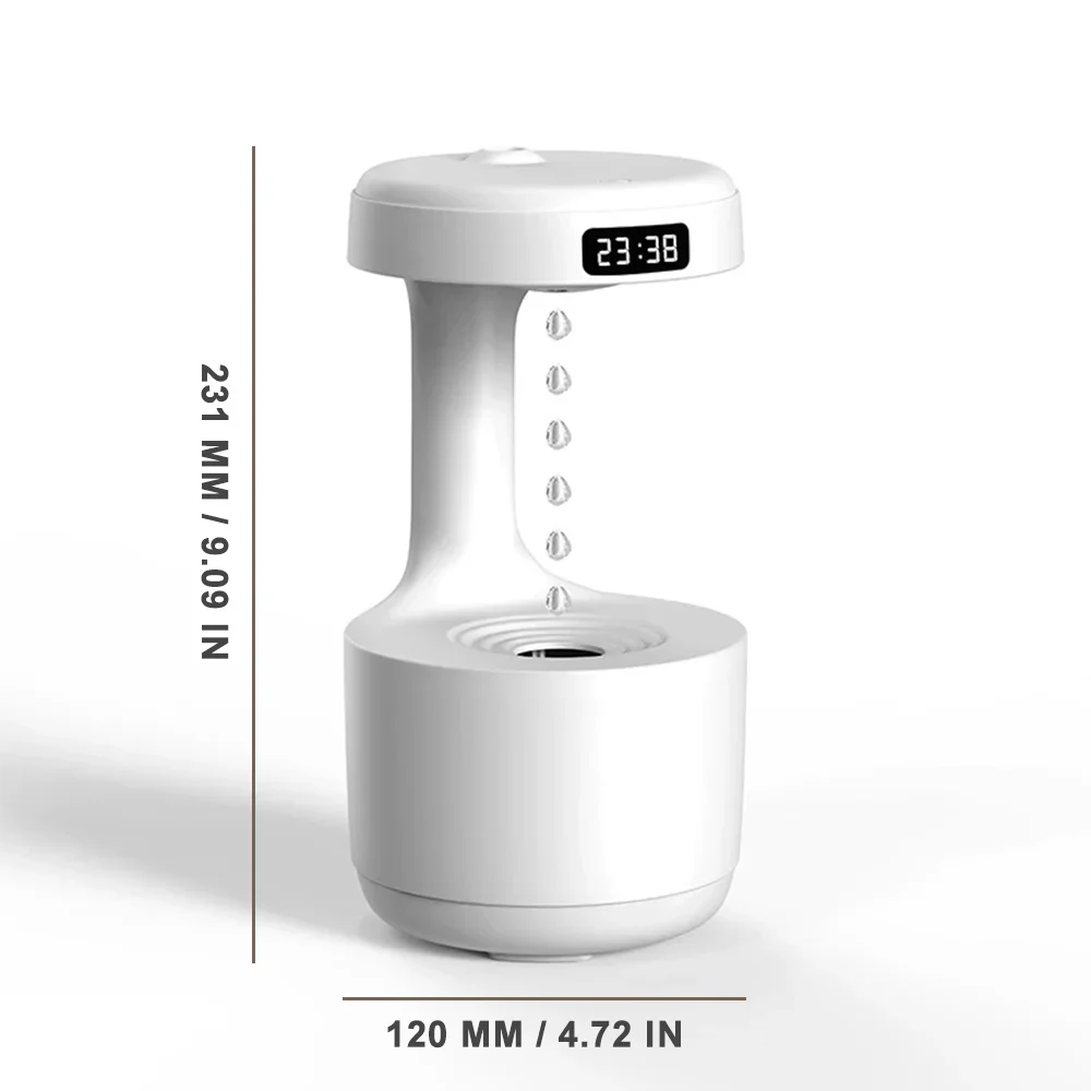 Livoshop household bedroom humidifier with water drop design, silent operation, smart display, and anti-gravity water backflow feature