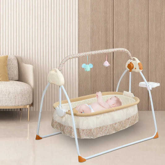 Portable Electric Bluetooth Baby Swing Cradle Bassinet Rocking Crib Infant Bed