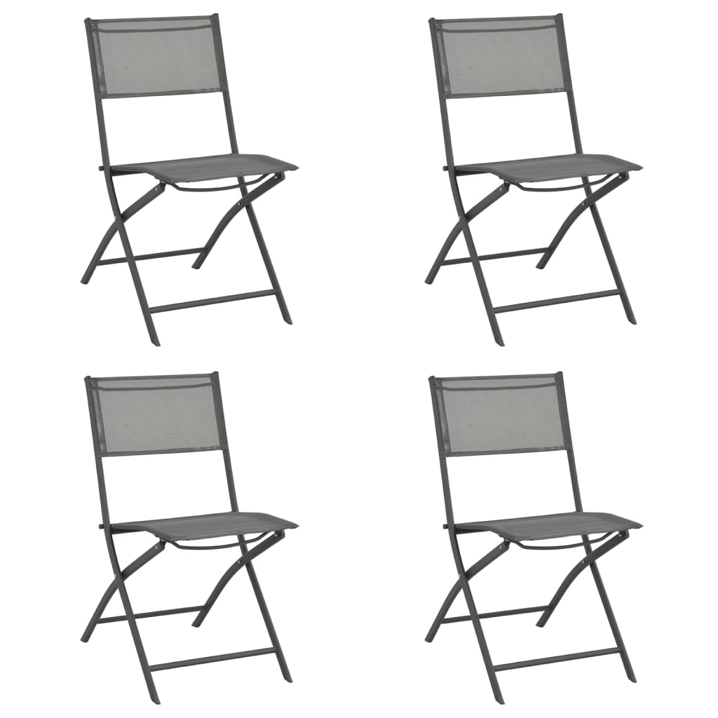 Two vidaXL folding outdoor chairs with steel frames and Textilene fabric, designed for comfortable outdoor seating.