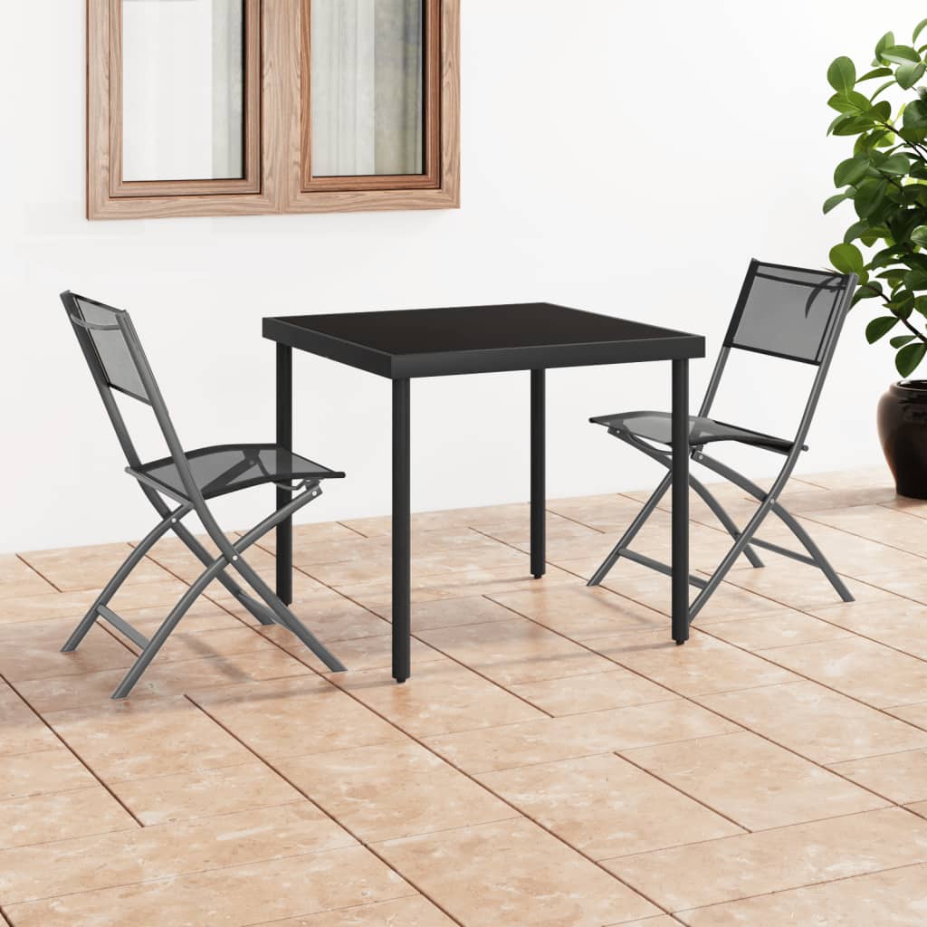 Pair of vidaXL folding outdoor chairs with steel frames and Textilene fabric, lightweight and portable for outdoor seating.