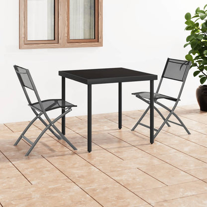 Pair of vidaXL folding outdoor chairs with steel frames and Textilene fabric, lightweight and portable for outdoor seating.