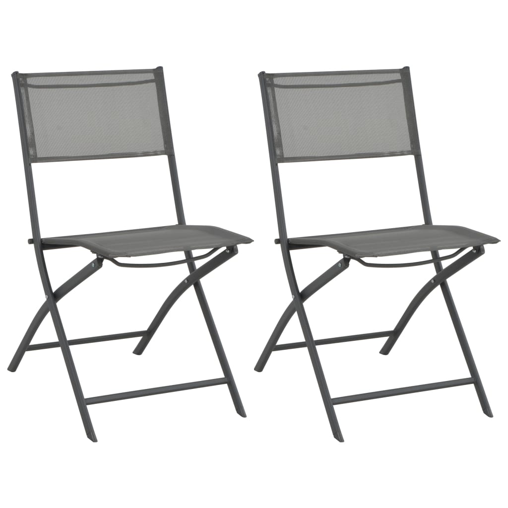 Two vidaXL folding outdoor chairs with steel frames and Textilene fabric, suitable for patio or garden seating.