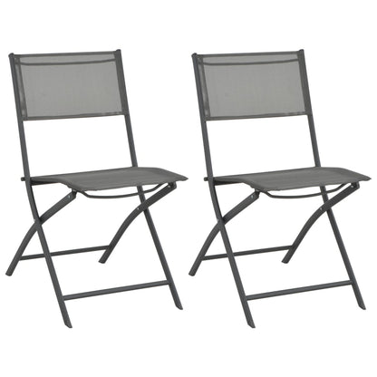 Two vidaXL folding outdoor chairs with steel frames and Textilene fabric, suitable for patio or garden seating.
