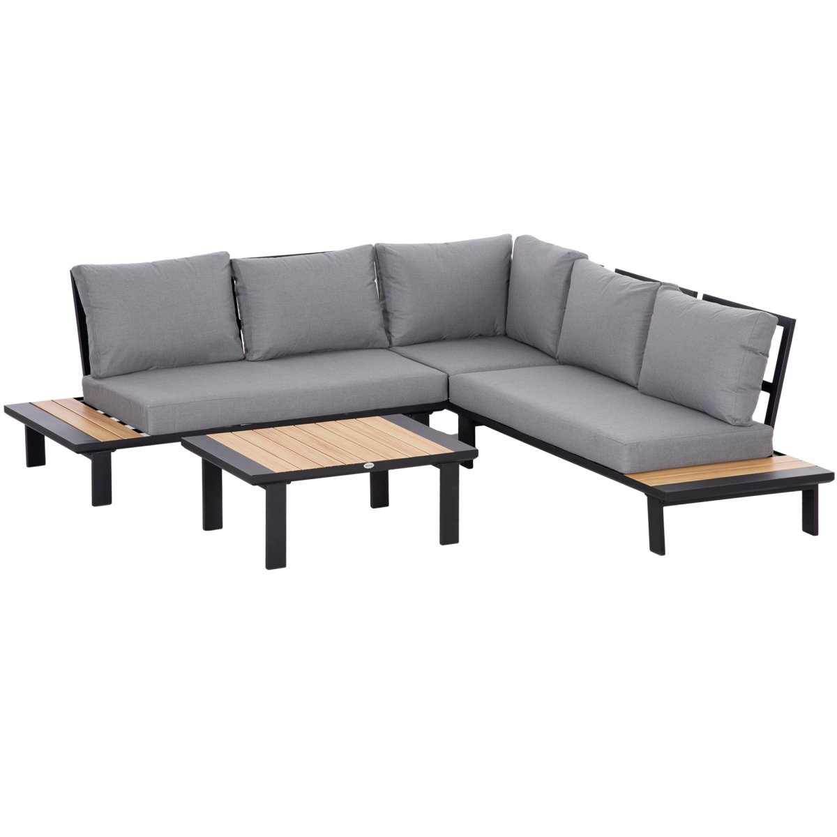 Outsunny 4-piece garden furniture conversation set with loveseat and table in grey, outdoor patio seating for relaxation.