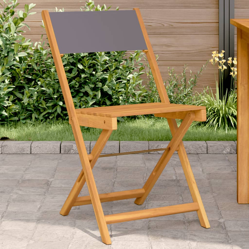 Pair of cream white bistro chairs with solid wood acacia frames and fabric seats, suitable for kitchen or dining area.
