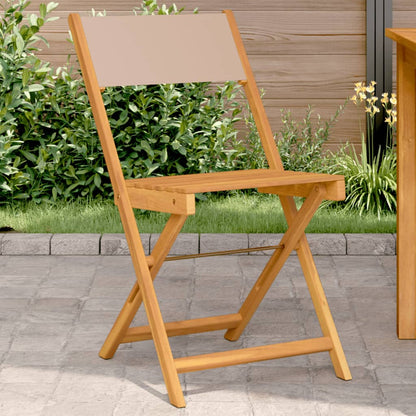 Two cream white bistro chairs with solid acacia wood frames and fabric seats, ideal for dining or casual seating.