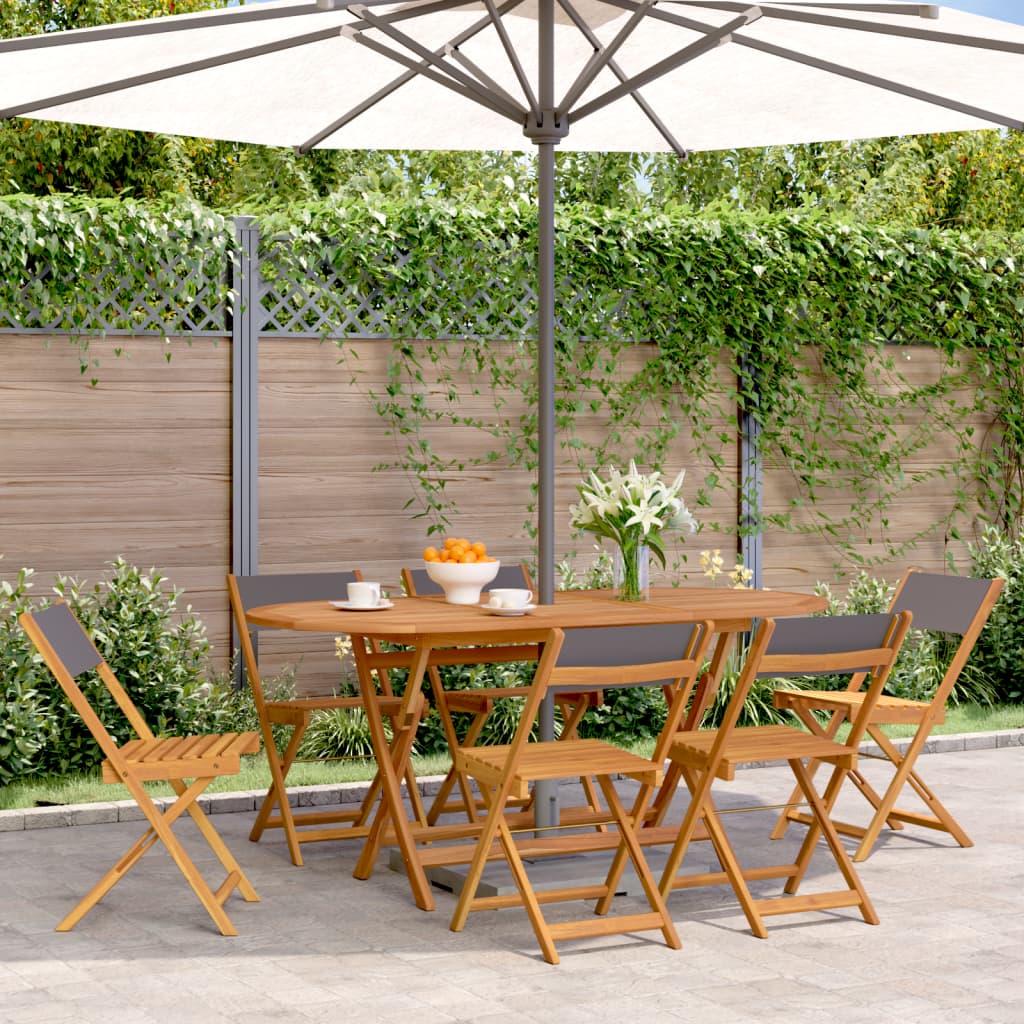 Set of two cream white bistro chairs with solid wood acacia frames and fabric seats, featuring a stylish and comfortable design.