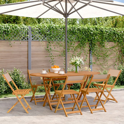 Set of two cream white bistro chairs with solid acacia wood frames and fabric seats, ideal for stylish dining spaces.