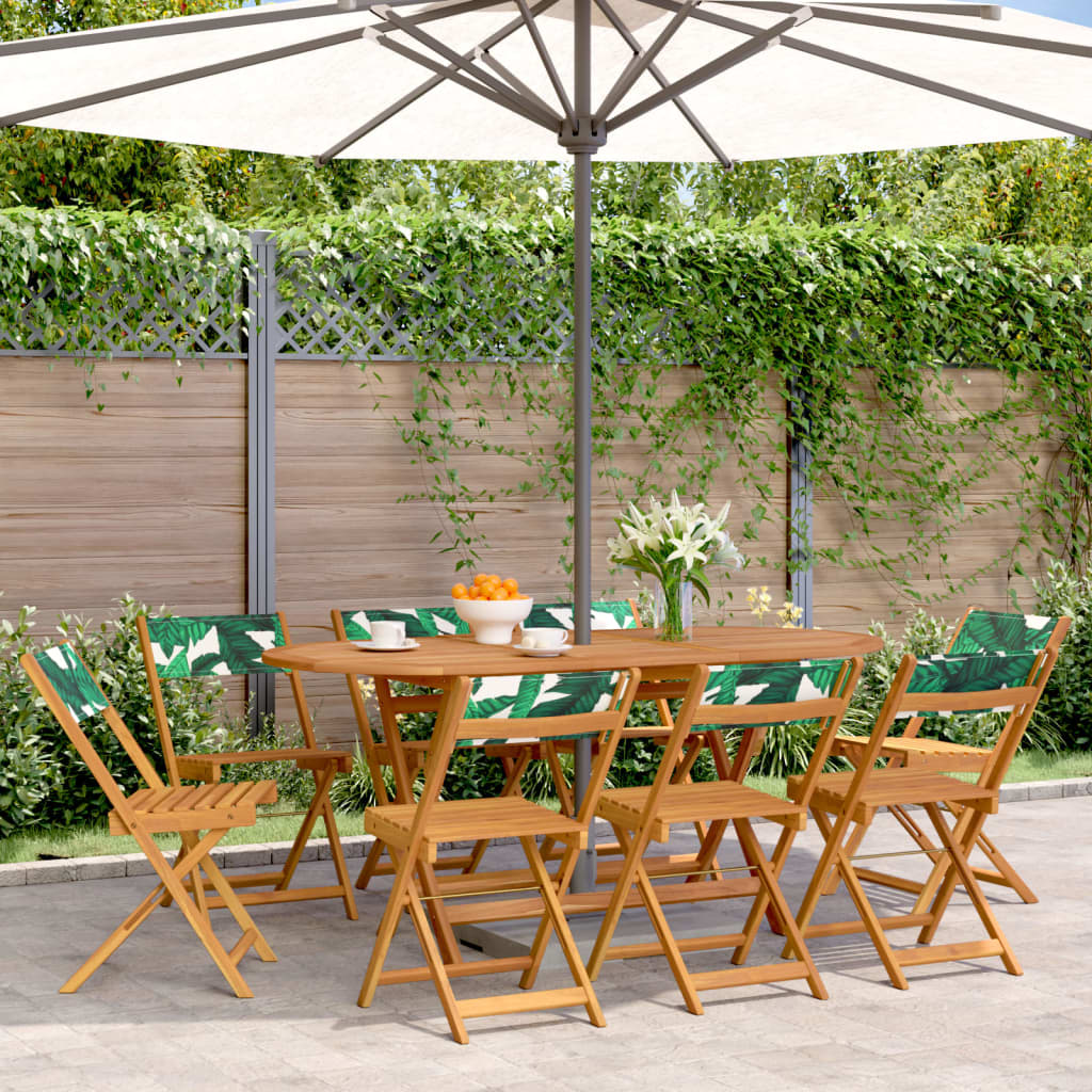Pair of cream white bistro chairs with solid wood acacia frames and fabric seats, stylish and sturdy for dining or kitchen use