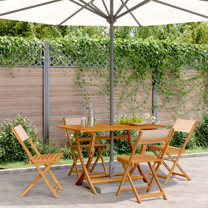 Pair of vidaXL cream white bistro chairs with solid wood acacia frames and fabric seats, ideal for dining or patio use.