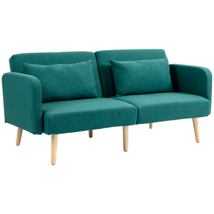 HOMCOM convertible sofa bed with cushions and adjustable backrest, showcasing its versatile seating and sleeping arrangement