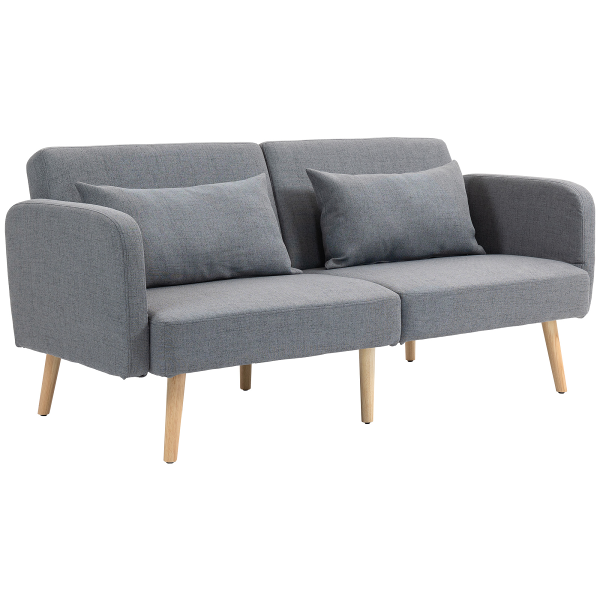 HOMCOM convertible sofa bed settee with cushions and adjustable backrest, showing its versatile design and comfortable seating.