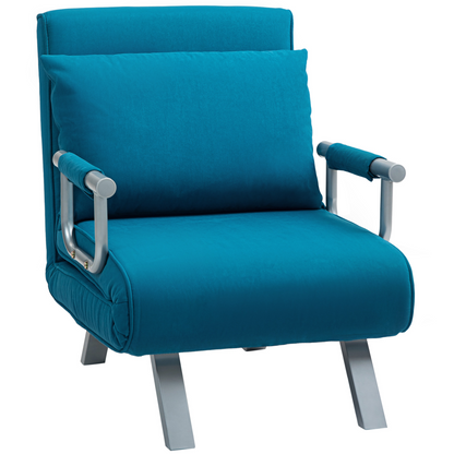 HOMCOM single folding sleeper chair bed with five adjustable positions, featuring a compact, convertible design for versatile seating and sleeping.