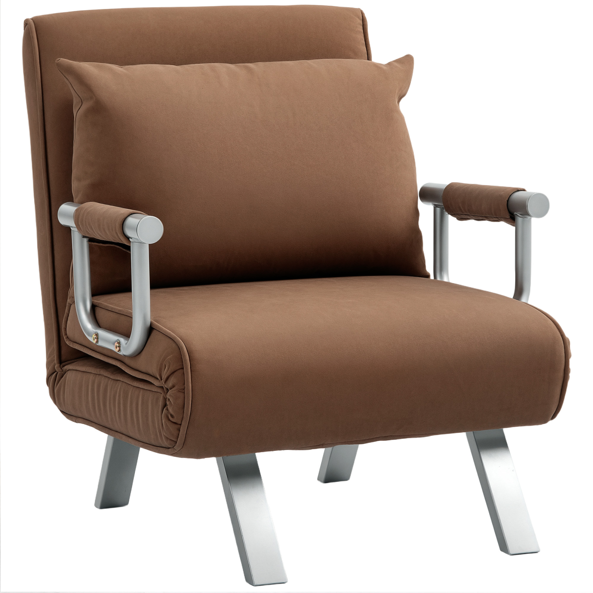 HOMCOM single folding sleeper chair in 5-position convertible design, showing the chair in seated and bed configurations.