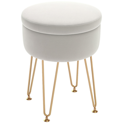 HOMCOM 5L velvet footstool with removable lid, plush fabric, ideal for bedroom seating and storage.