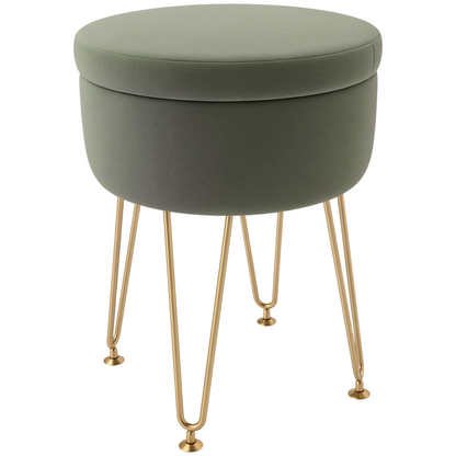 HOMCOM 5L velvet footstool with removable lid, plush fabric, ideal for bedroom use, compact and stylish seating or storage.