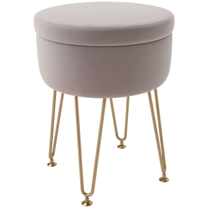 HOMCOM 5L velvet footstool with removable lid, plush fabric, ideal for bedroom decor and extra seating.