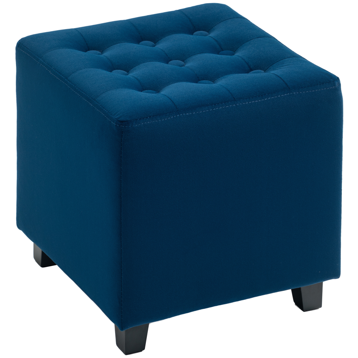 Small HOMCOM square footstool with wooden legs, versatile ottoman suitable for bedroom decor and seating.