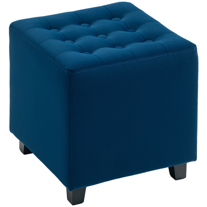 Small HOMCOM square footstool with wooden legs, versatile ottoman suitable for bedroom decor and seating.