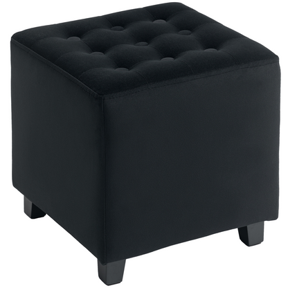 Small HOMCOM square footstool with wooden legs, versatile ottoman for bedroom or living room seating and decor.