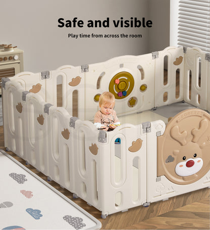 Livoshop Dekko Kids Playpen with foldable panels, baby safety gate, toddler play area, and colorful game toy for children.