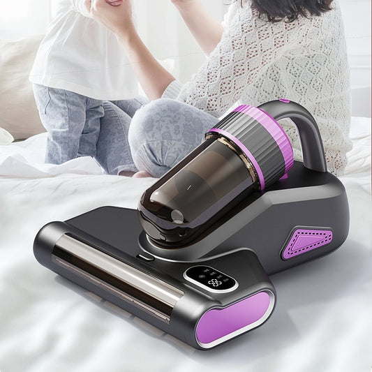 HOMCOM Wireless Cyclone handheld bed mite remover with ergonomic handle and cyclone vacuum system for effective mite removal.